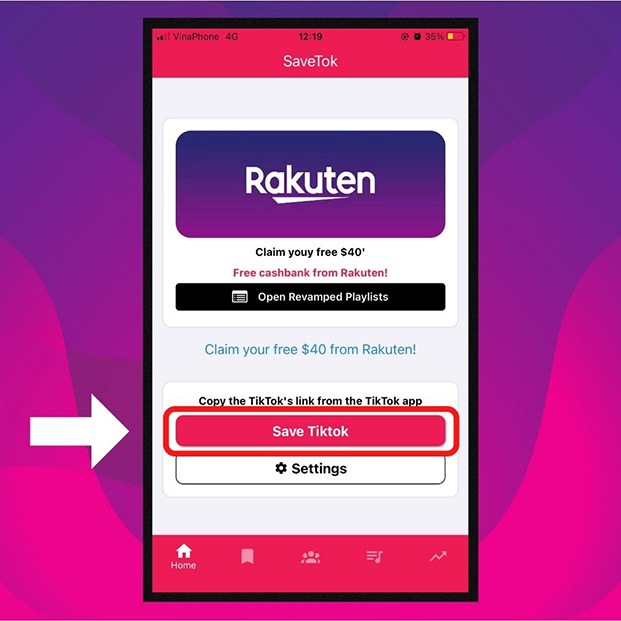 Xóa logo TikTok bằng app SaveTok