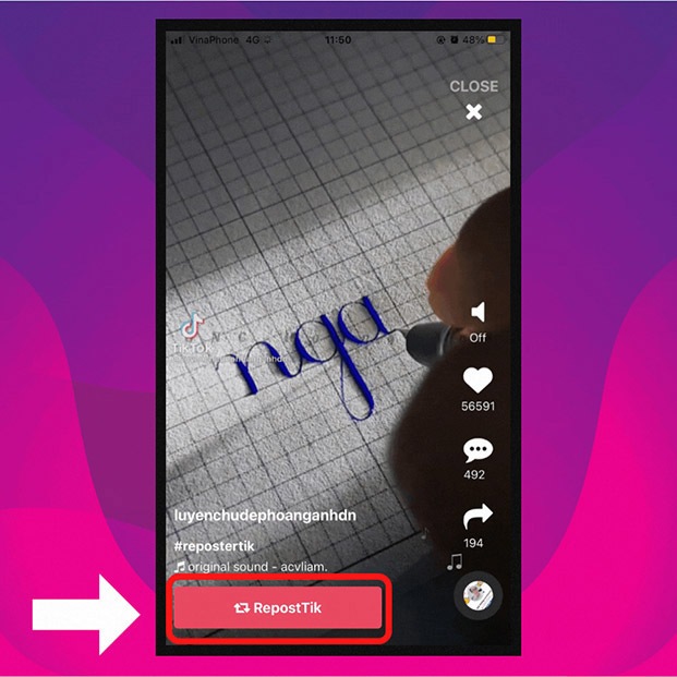 Tải video không dính logo bằng ReposterTik