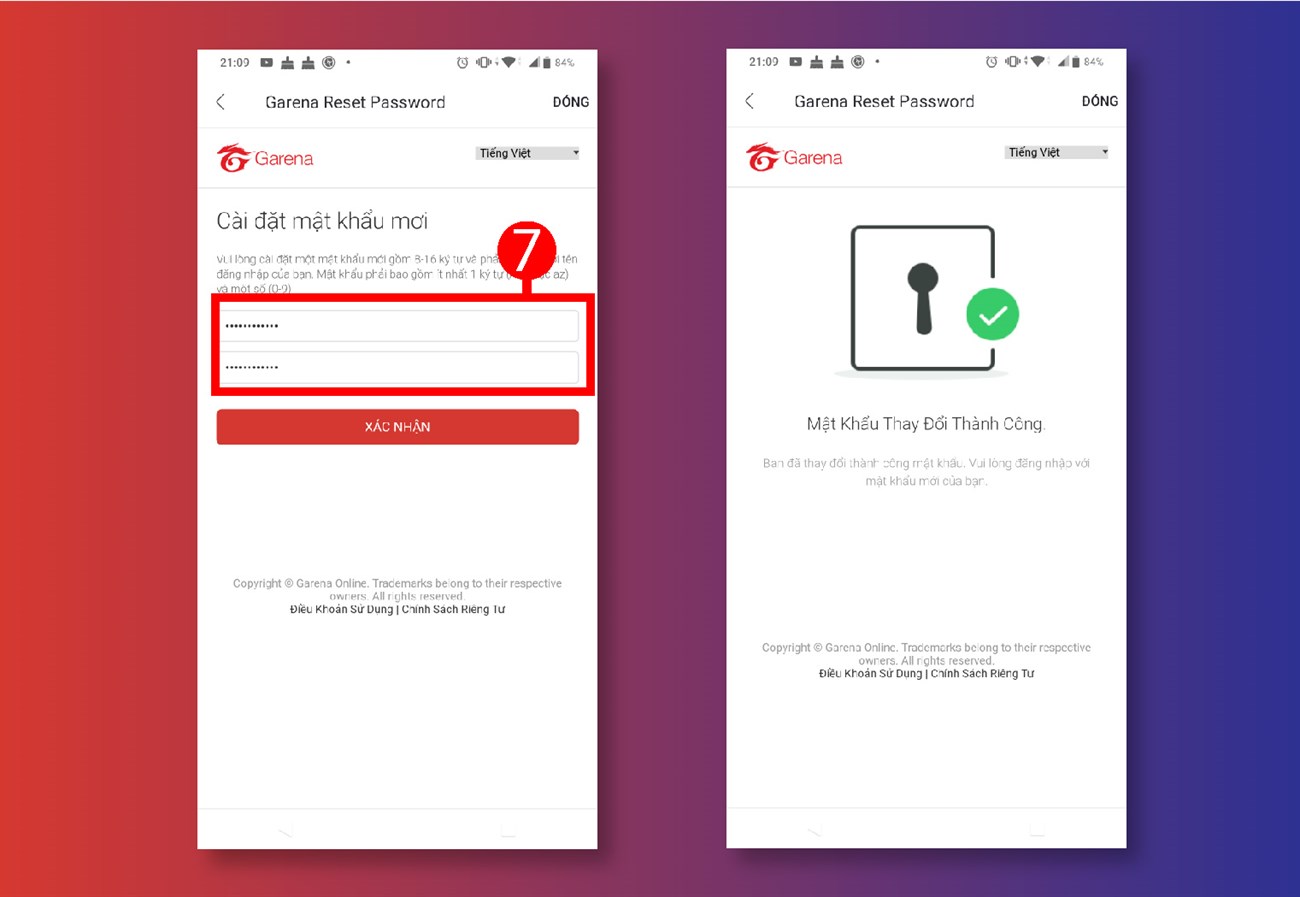 cách đổi mật khẩu garena