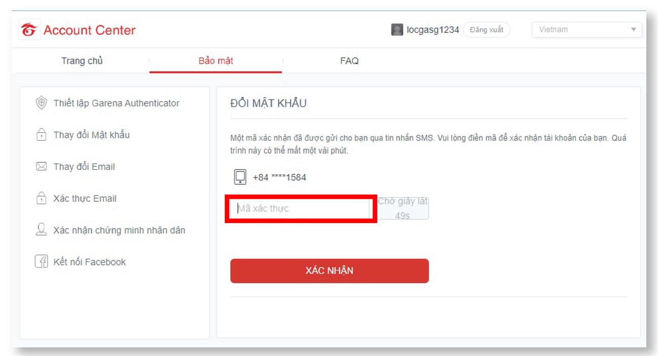 cách đổi mật khẩu garena