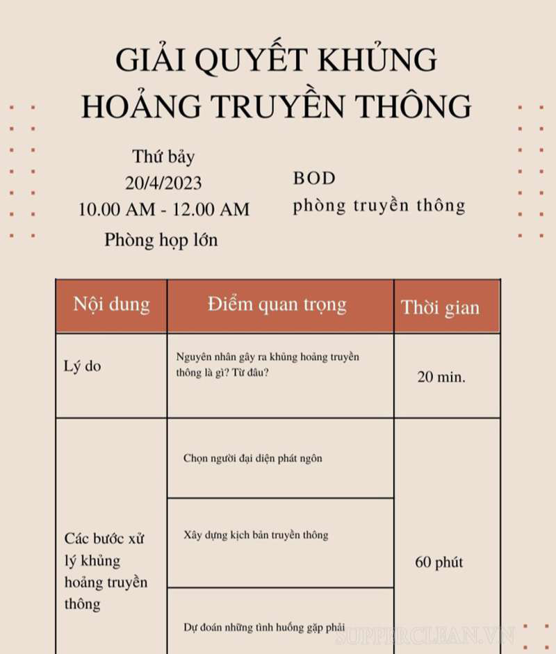 Bố cục của agenda