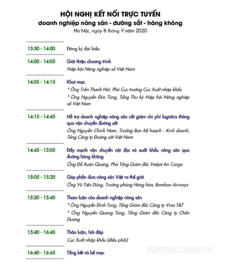 Agenda hội nghị
